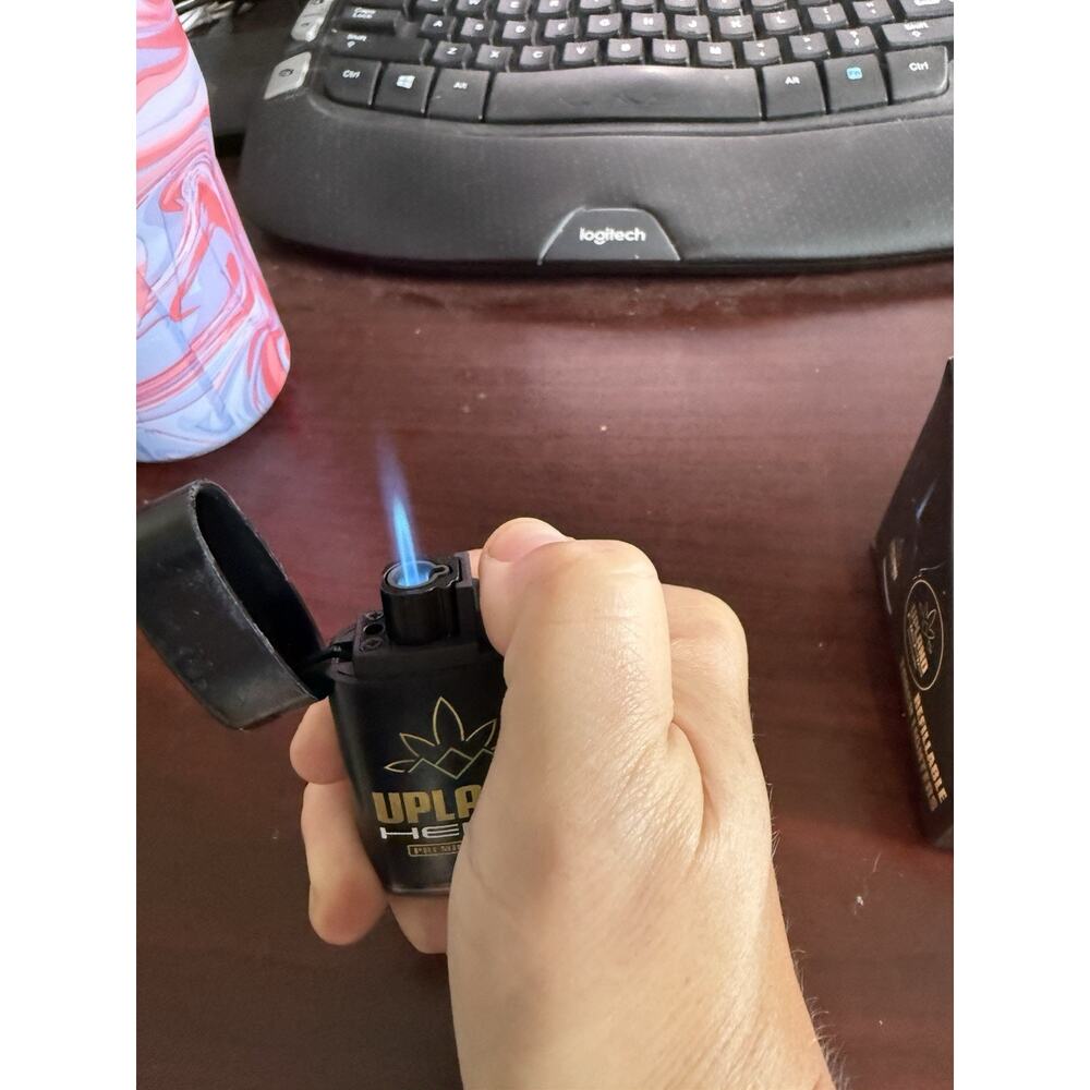 Case 12 Upland Hemp Premium Flip Top Refillable Torch Lighter Butane Adjustable - Picture 8 of 15